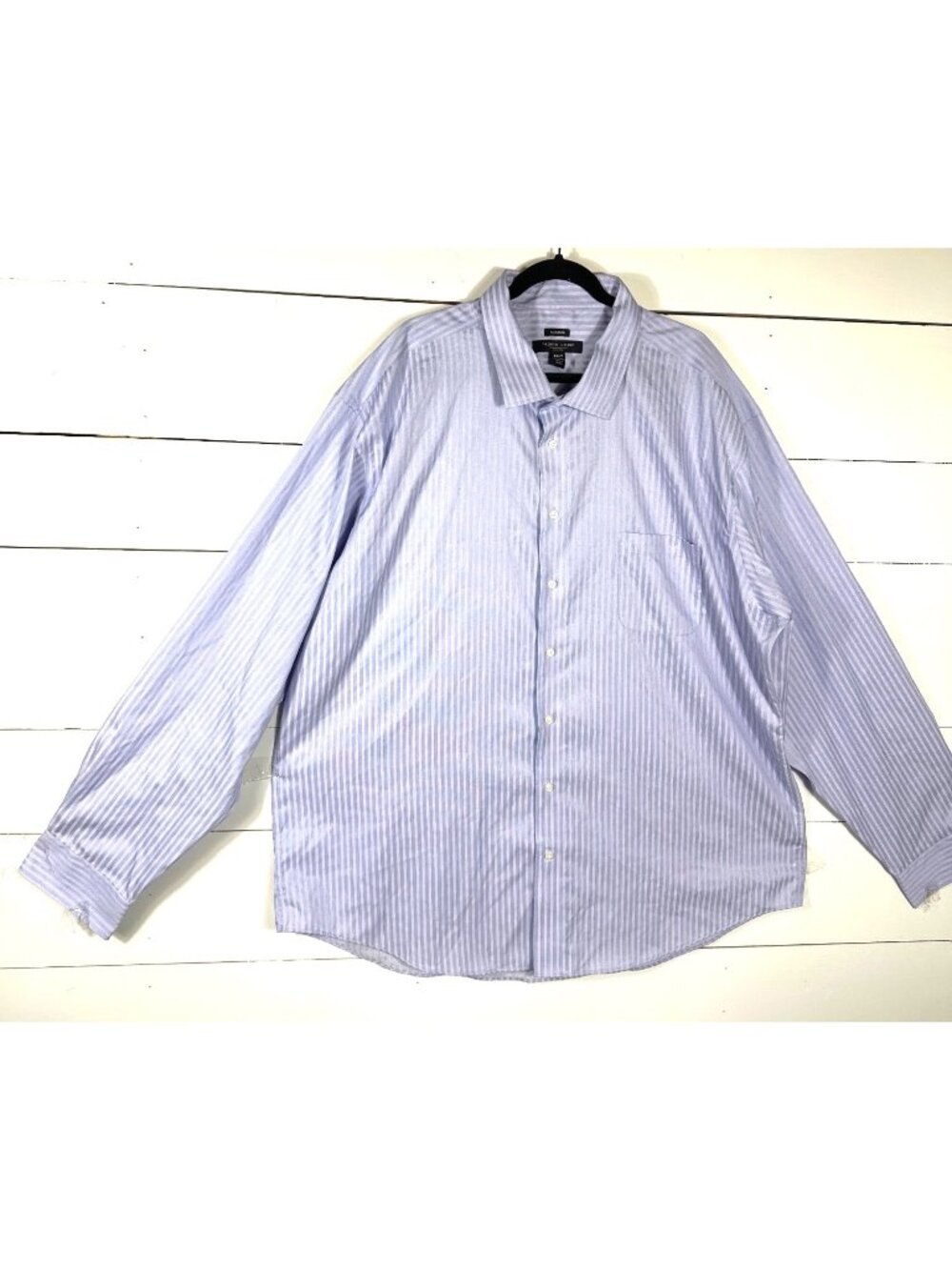 Pronto Uomo Mens Non-Iron Light Blue Striped Dress Shirt 5XLT 100% Cotton Long S